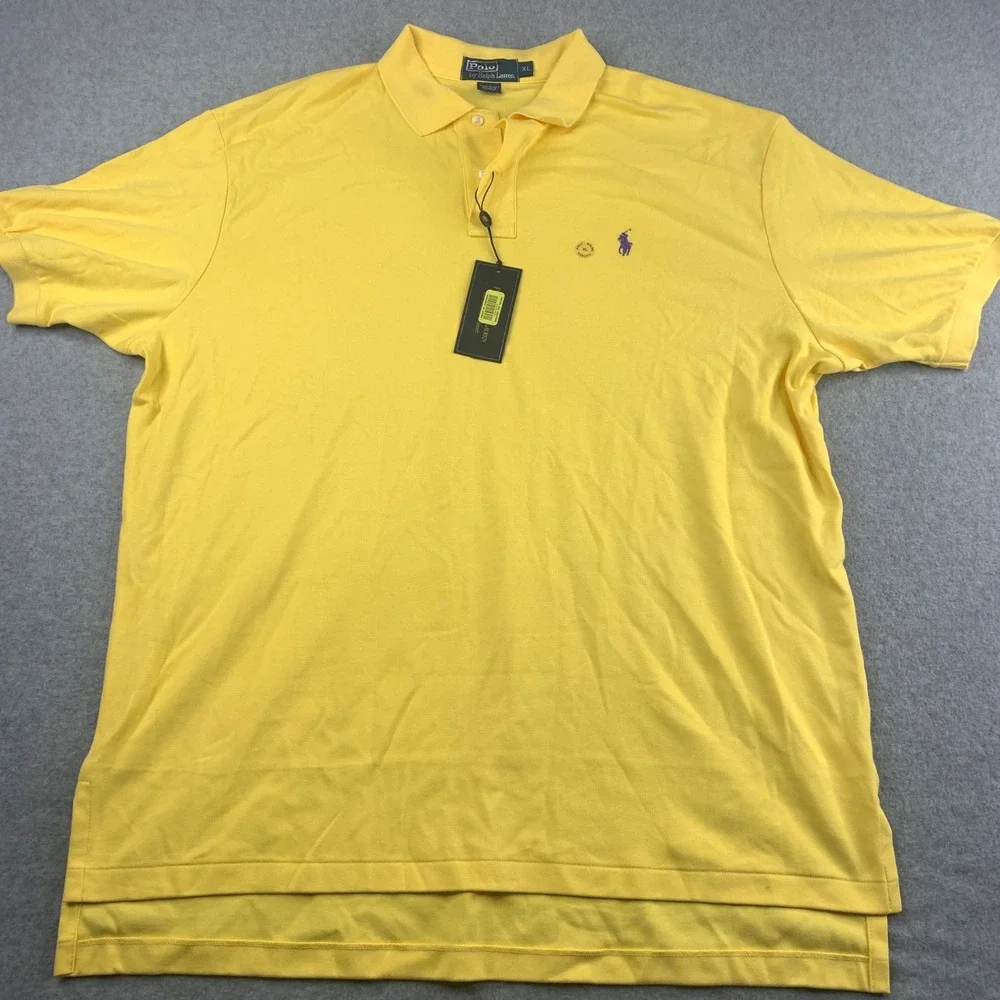 Polo Ralph Lauren Polo Shirt  XL Yellow Short Sleeve Cotton Pony NWT MSRP $95